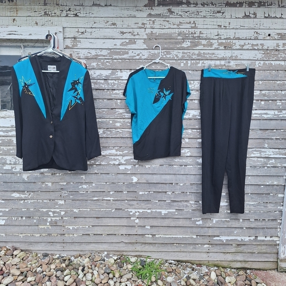 CITY GIRL by NANCY BOLEN  Beautiful Vintage 3 Piece Jacket Top Pant Set Size 16